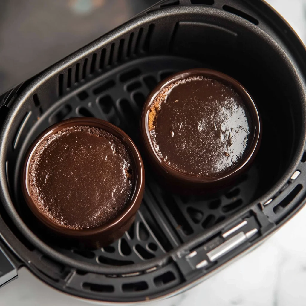 gluten free lava cake in air fryer basket