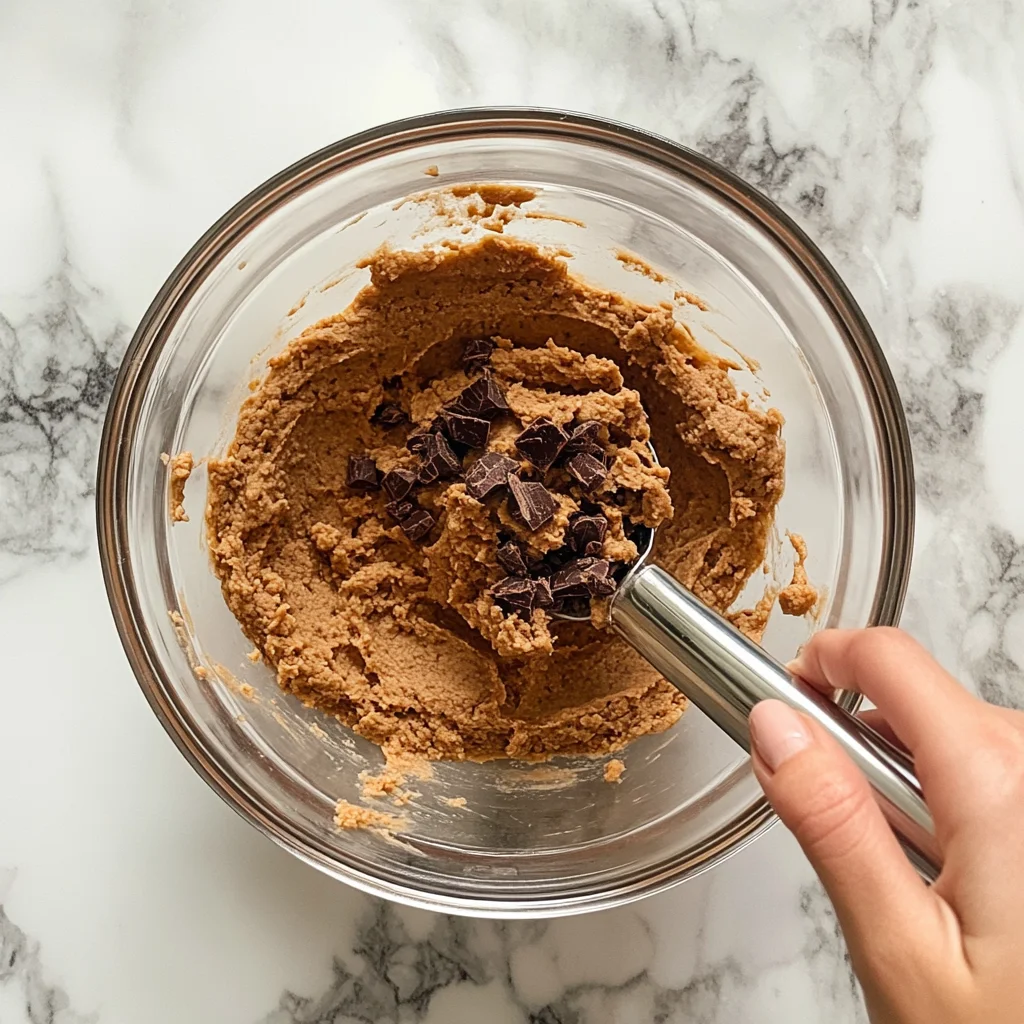 Mixing dairy free chocolate cookie dough