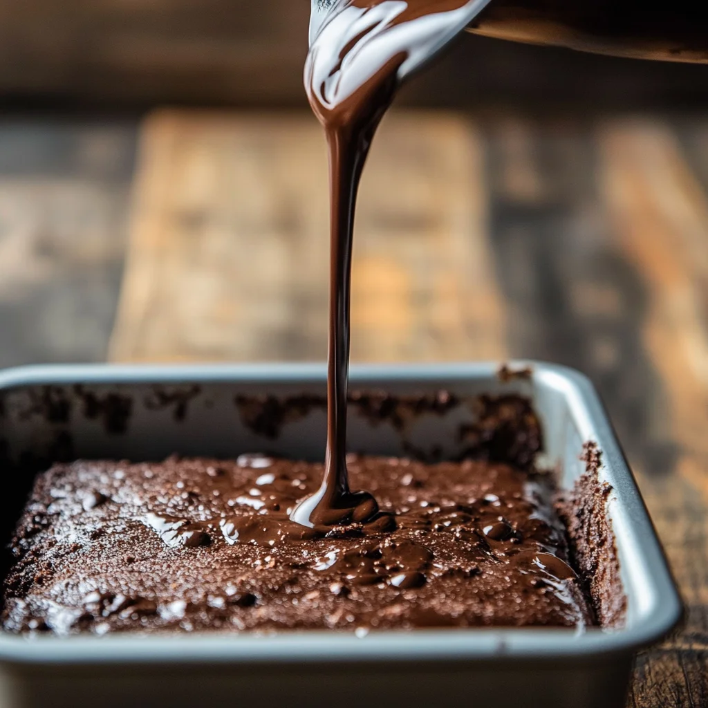 pouring dairy free brownie batter