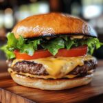 Cheeseburger link recipe with melted cheese and toppings