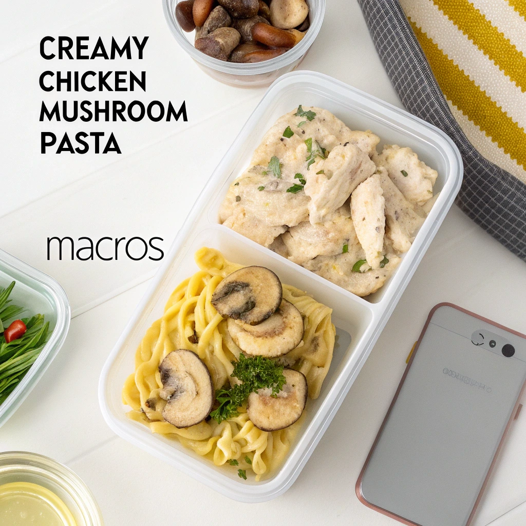 Creamy chicken mushroom pasta with nutrition info