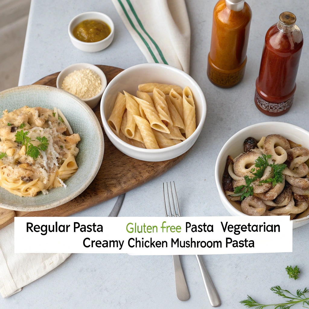 Creamy chicken mushroom pasta dietary variations