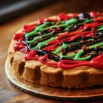 juneteenth cookie cake decorated with red, black, and green icing