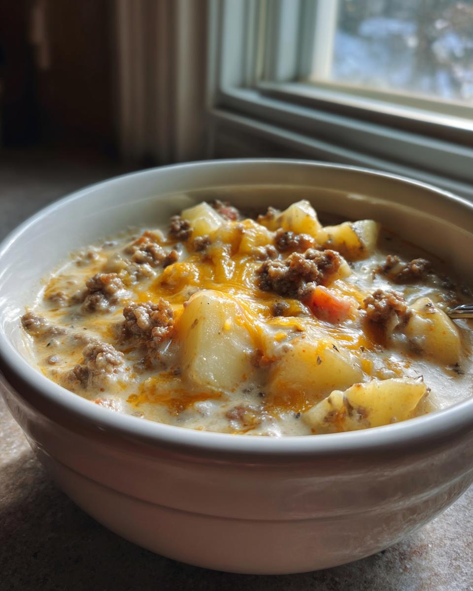 cheeseburger soup - detail 1