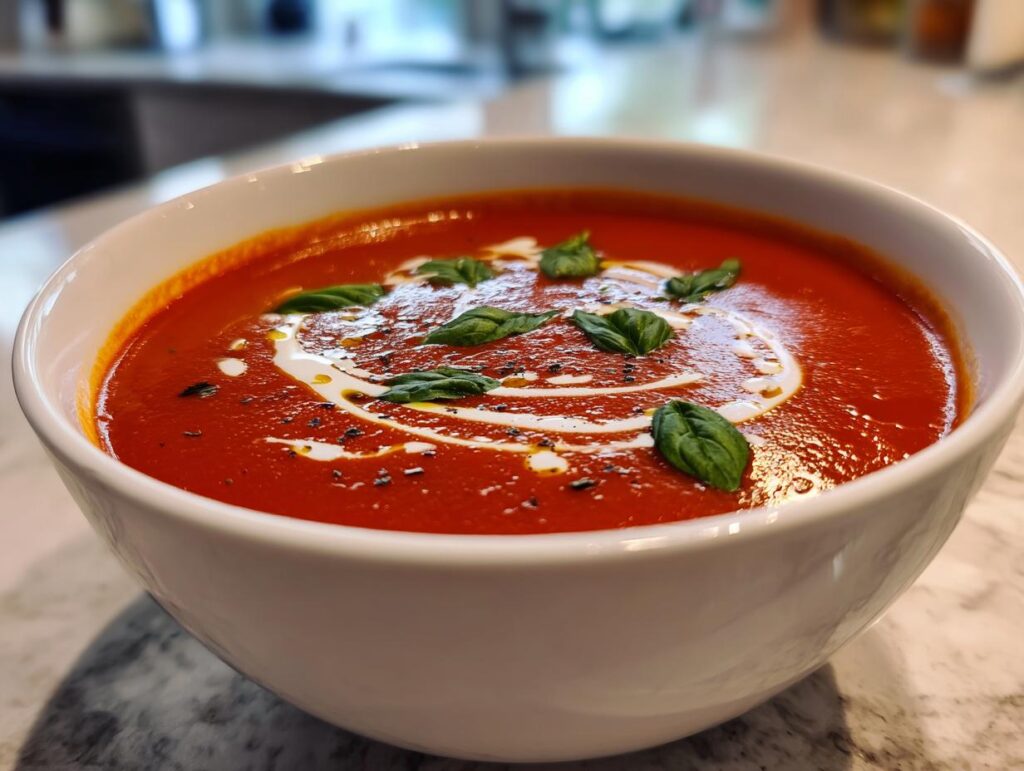 homemade tomato soup with fresh tomatoes