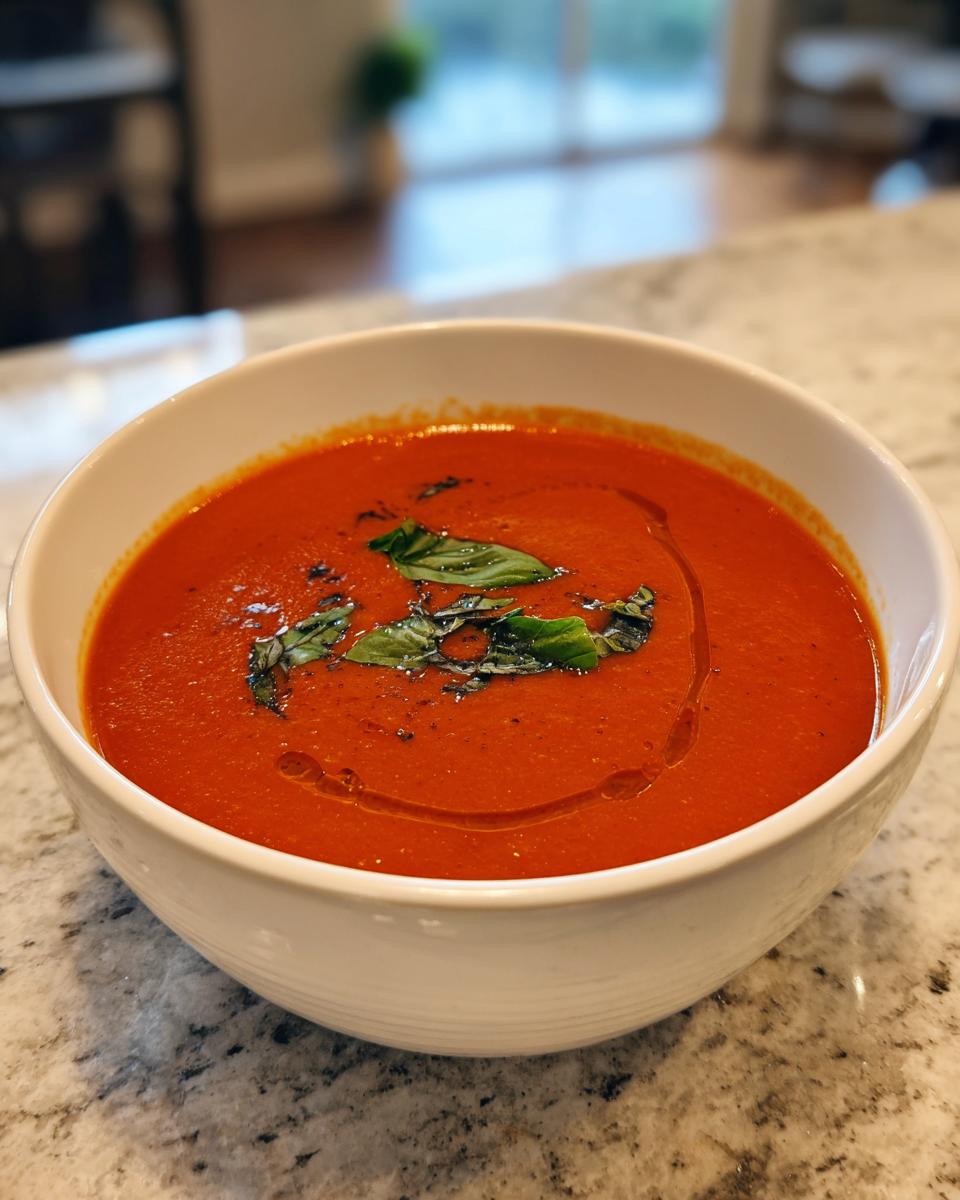 homemade tomato soup with fresh tomatoes - detail 2