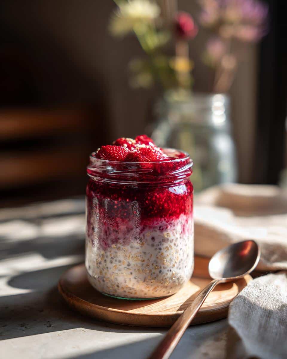 5-Minute Overnight Oats with Coconut Milk & Berry Chia Jam - detail 1
