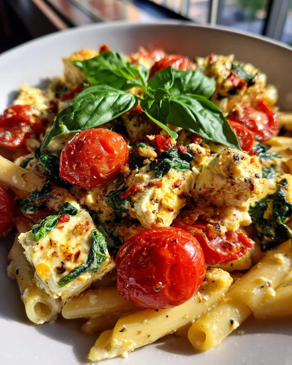 Baked Feta Pasta with Spinach & Cherry Tomatoes - detail 1
