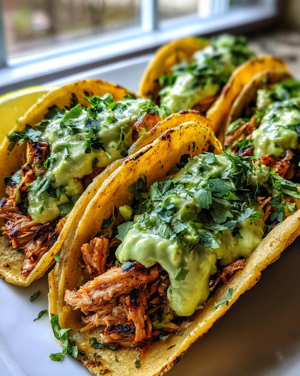 Chipotle-Lime Fish Tacos with Creamy Avocado Crema - detail 1