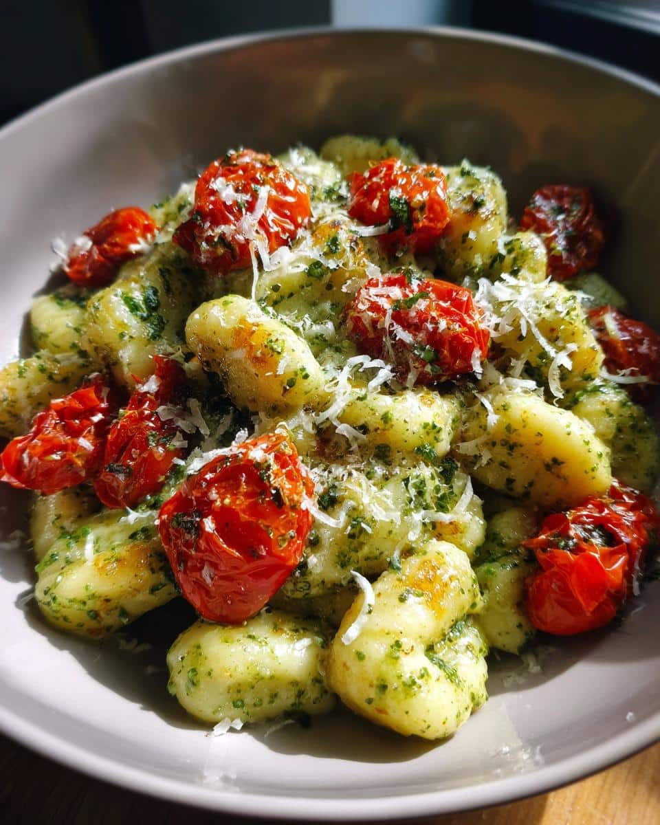 Creamy Pesto Gnocchi with Roasted Cherry Tomatoes - detail 1