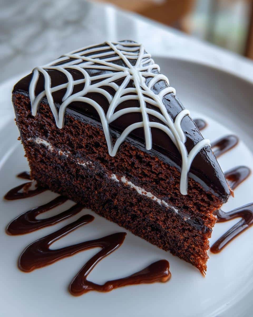 Gluten-Free Black Velvet Cake with Spiderweb Ganache - detail 1