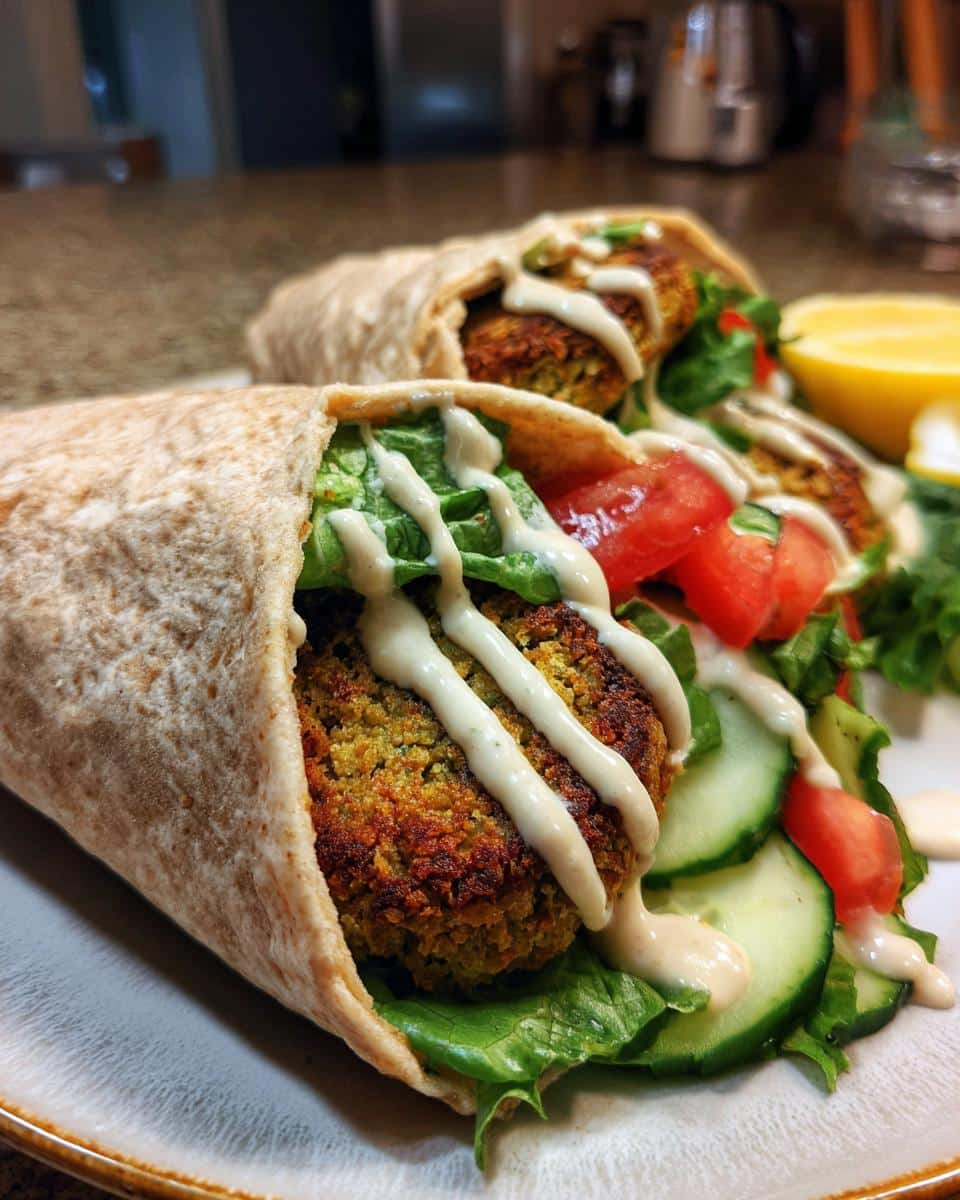 Homemade Falafel Wraps with Lemon Tahini Sauce - detail 1