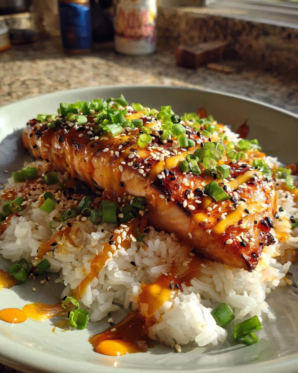 Honey Sriracha Salmon Bowls with Sesame Rice - detail 2