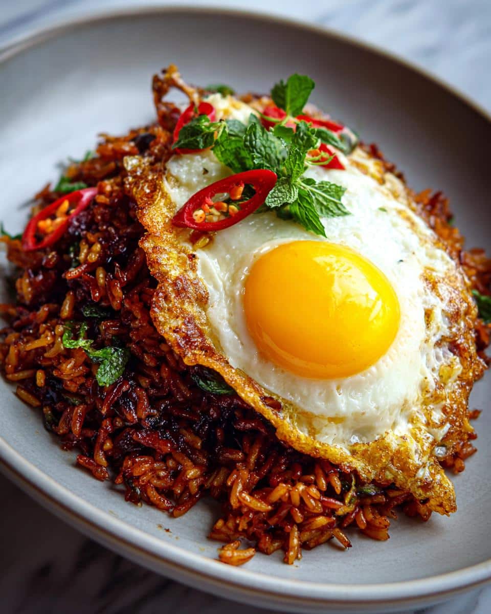 Spicy Indonesian Nasi Goreng (Fried Rice) with a Fried Egg - detail 1